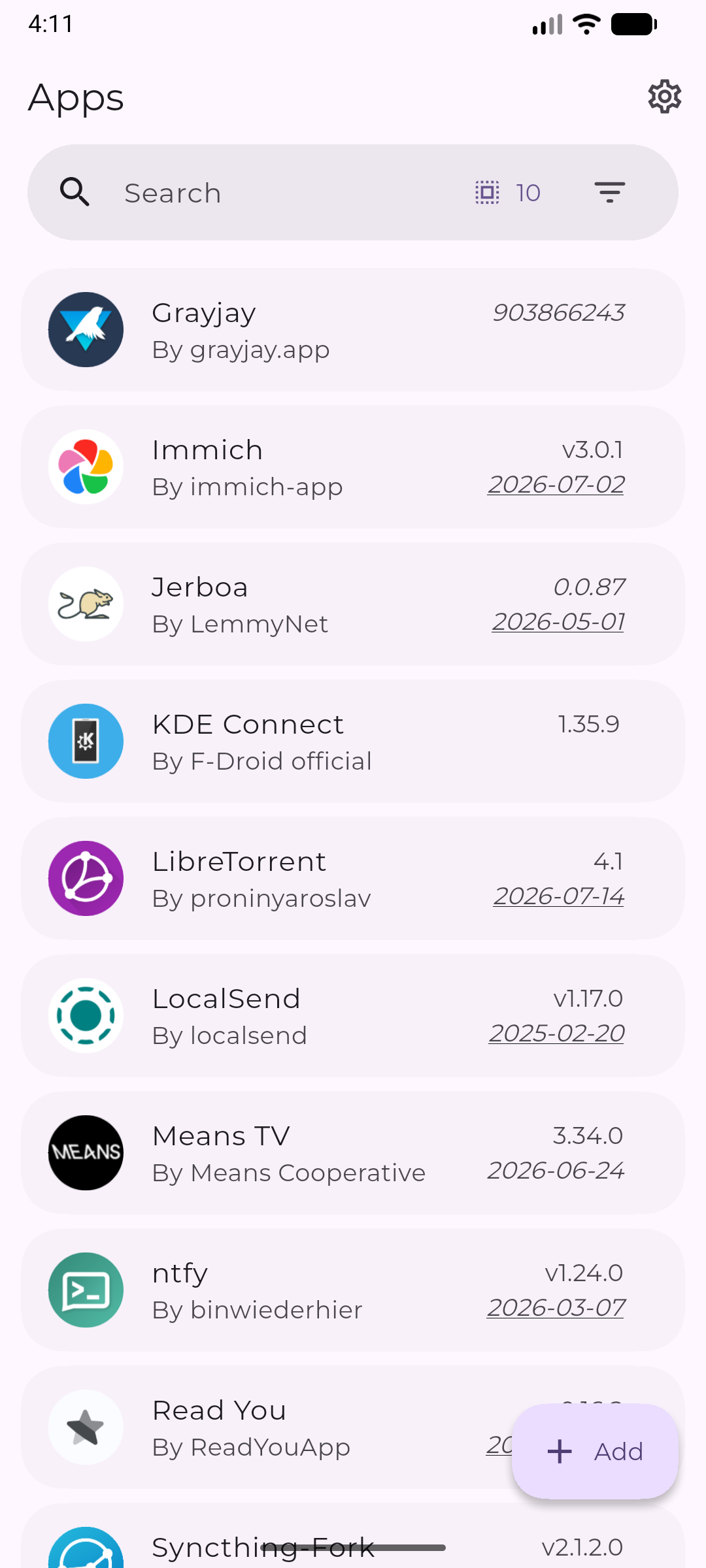 Obtainium 应用列表页截图